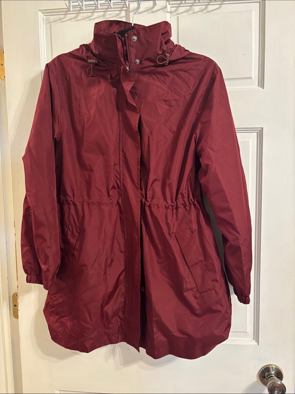 a new day Burgundy Hooded Anorak Trench Coat